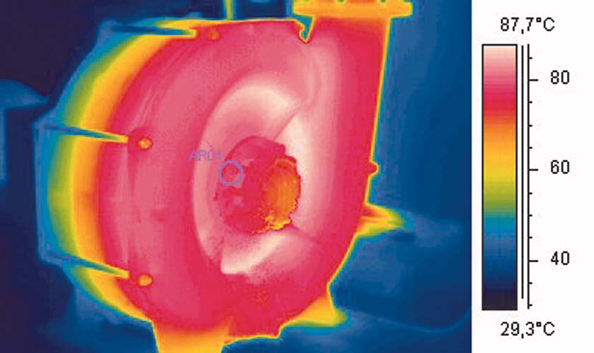 View of an overloaded pump using an industrial thermal imaging camera