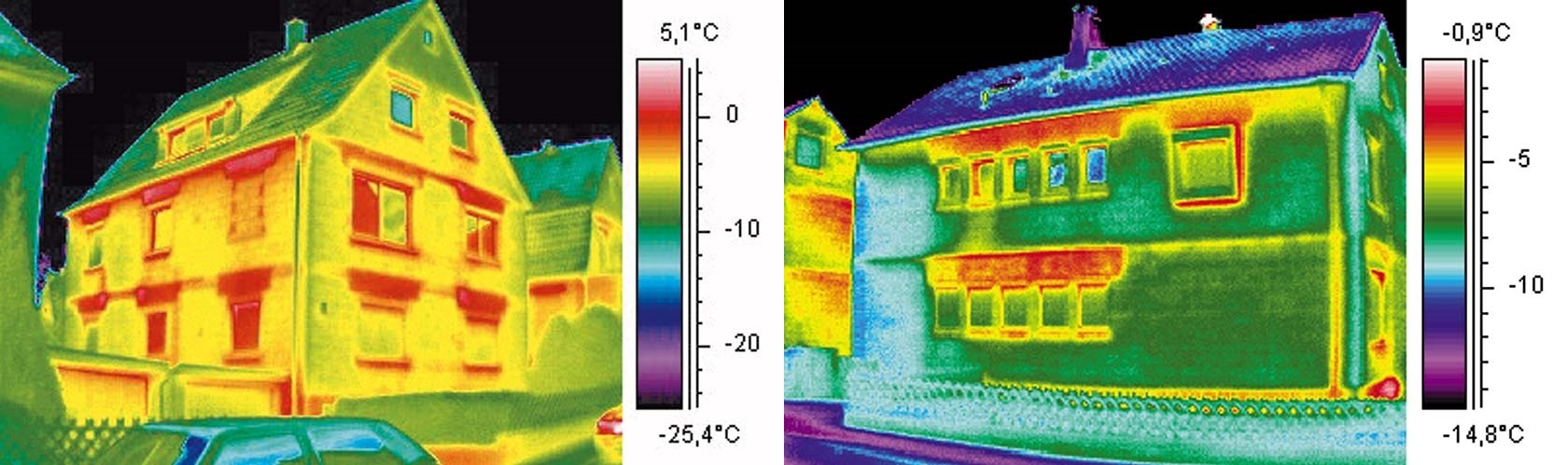Thermografie von zwei Häusern