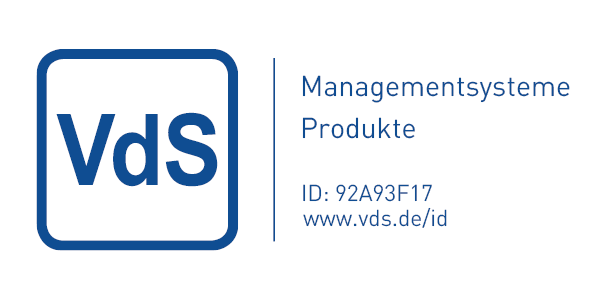 Zertifizierung nach DIN EN ISO 9001:2015 und PYROsmart® mit VdS-Anerkennung.